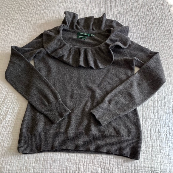 NWOT Ralph Lauren exclusive cashmere sweater w/ full ruffle collar - Picture 2 of 9
